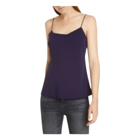 Theory Teah Urban Silk Camisole Blue Crepe Easy Slip Top Scoop Neck L - Picture 1 of 8
